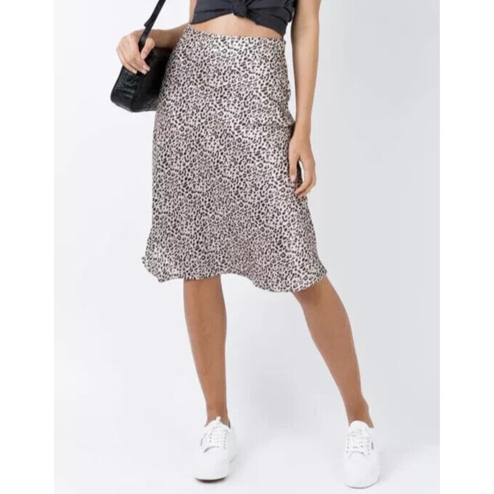 Sz 2 XS Princess Polly leopard Zazu midi skirt high waisted Animal Print A-Line